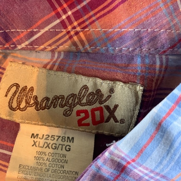 Wrangler 20x Extra Large Multi Color Plaid Western Button Front Shirt - Picture 4 of 4